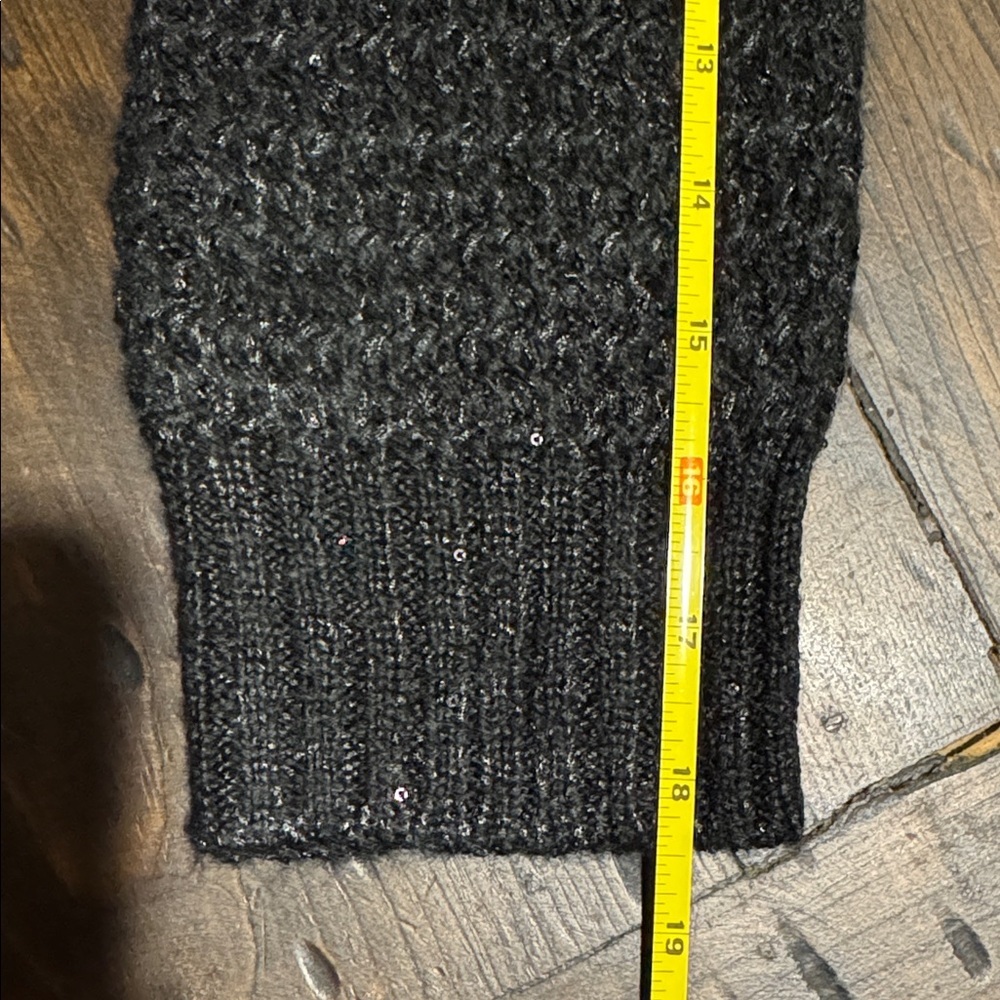 DKNY Black Textured Knit Sequins Crewneck Sweater - Picture 5 of 10